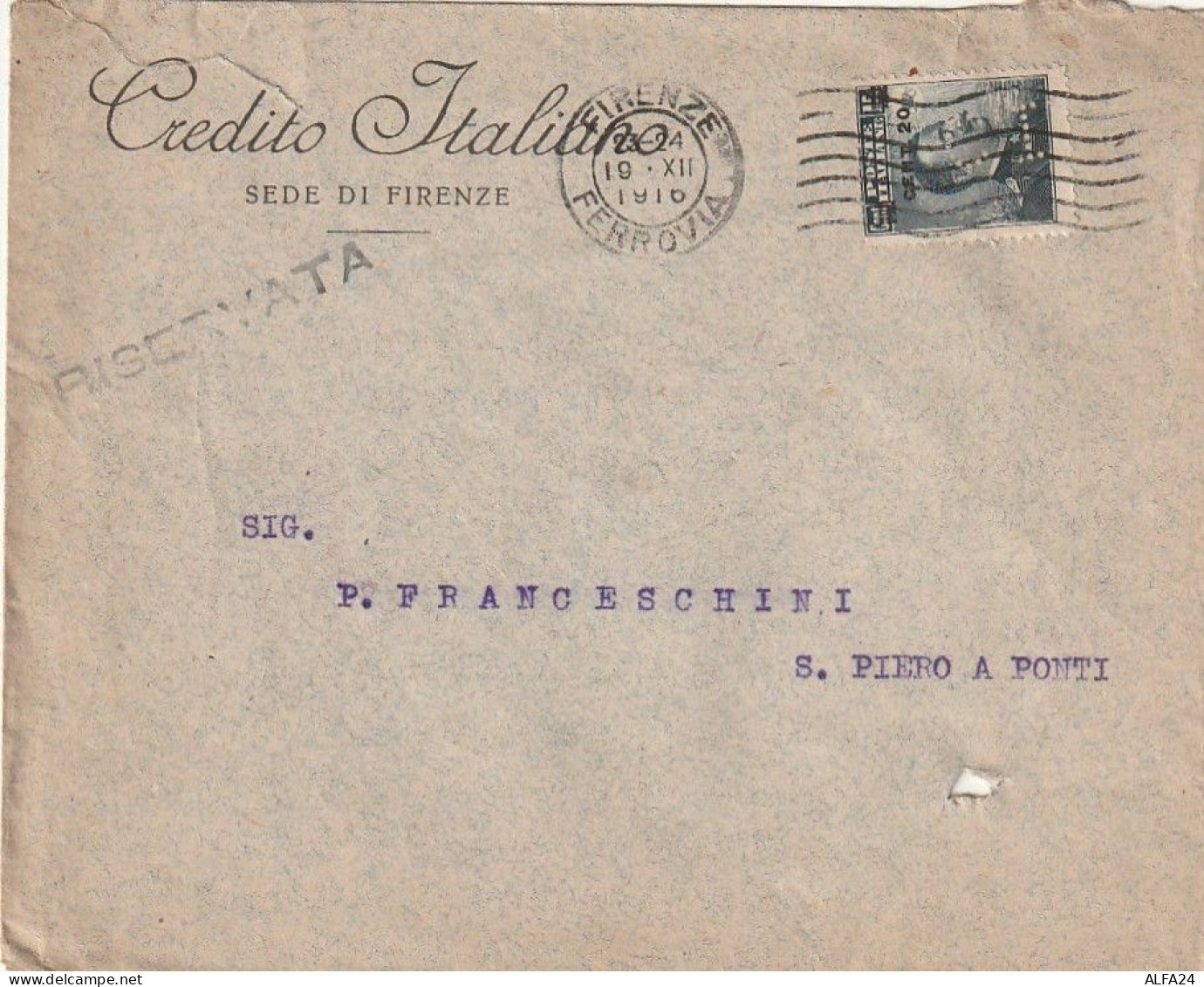 LETTERA 1916 C.20 SS 15 CREDITO ITALIANO PERFIN (XT3399 - Marcofilie