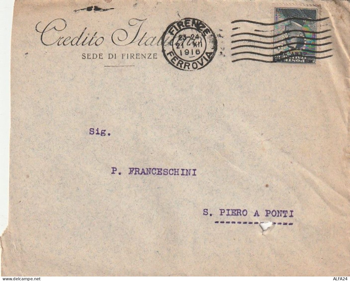 LETTERA 1916 C.20 SS 15 CREDITO ITALIANO PERFIN (XT3398 - Marcophilia