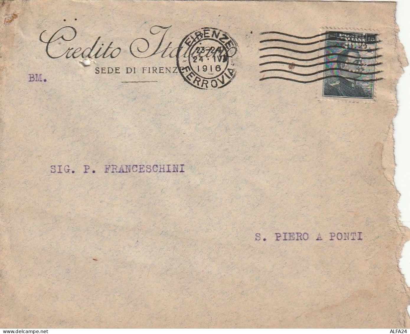 LETTERA 1916 C.20 SS 15 CREDITO ITALIANO PERFIN (XT3372 - Marcofilie