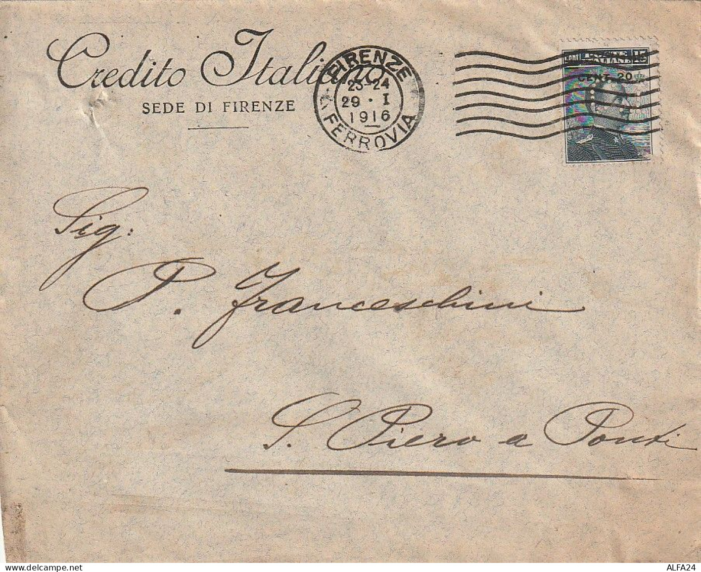 LETTERA 1916 C.20 SS 15 CREDITO ITALIANO PERFIN (XT3381 - Marcofilía