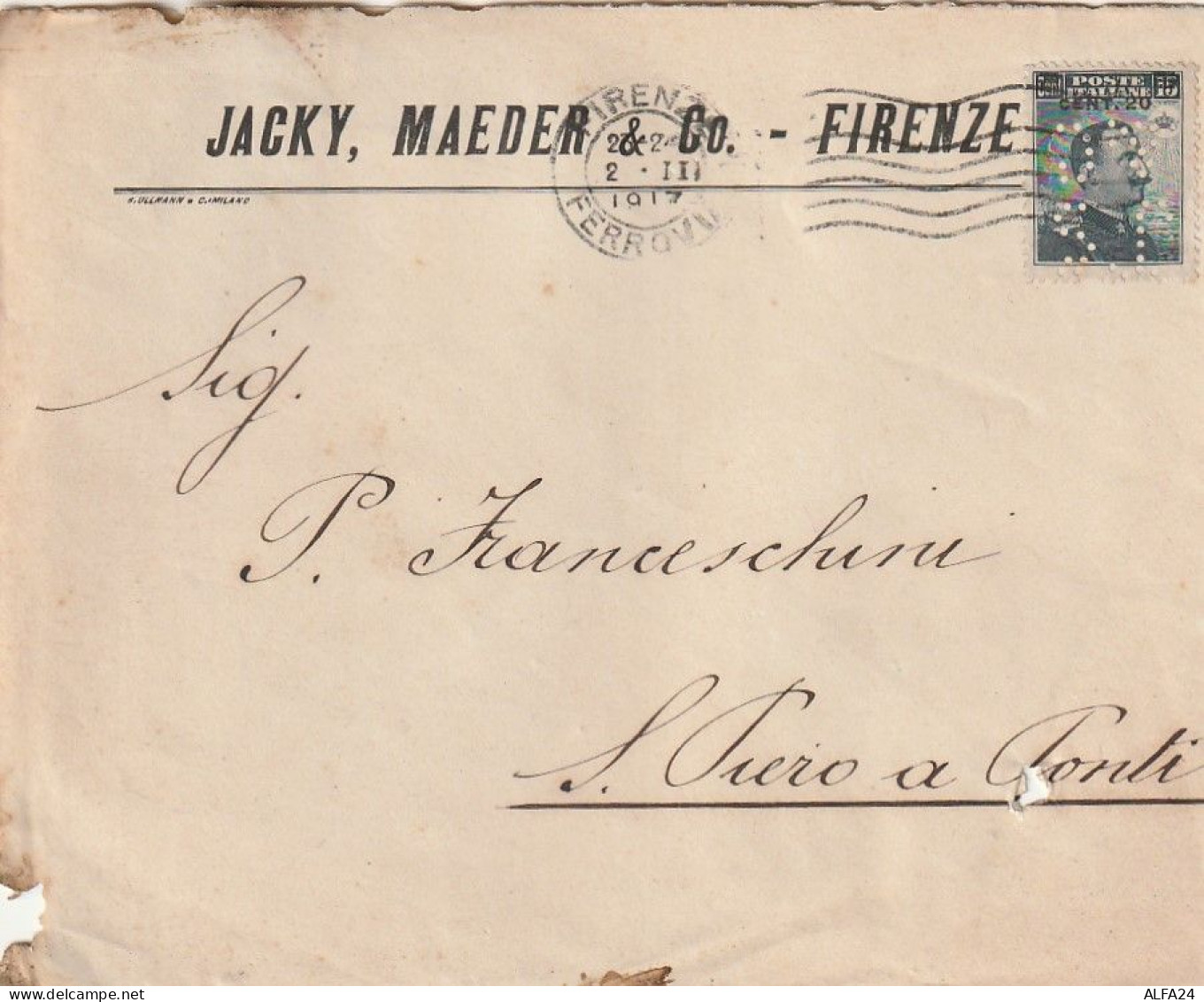 LETTERA 1916 C.20 SS 15 MAEDER PERFIN (XT3368 - Marcophilie