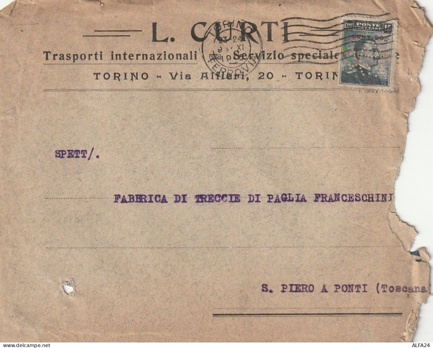 LETTERA 1916 C.20 SS 15 CURTI PERFIN (XT3355 - Marcofilie