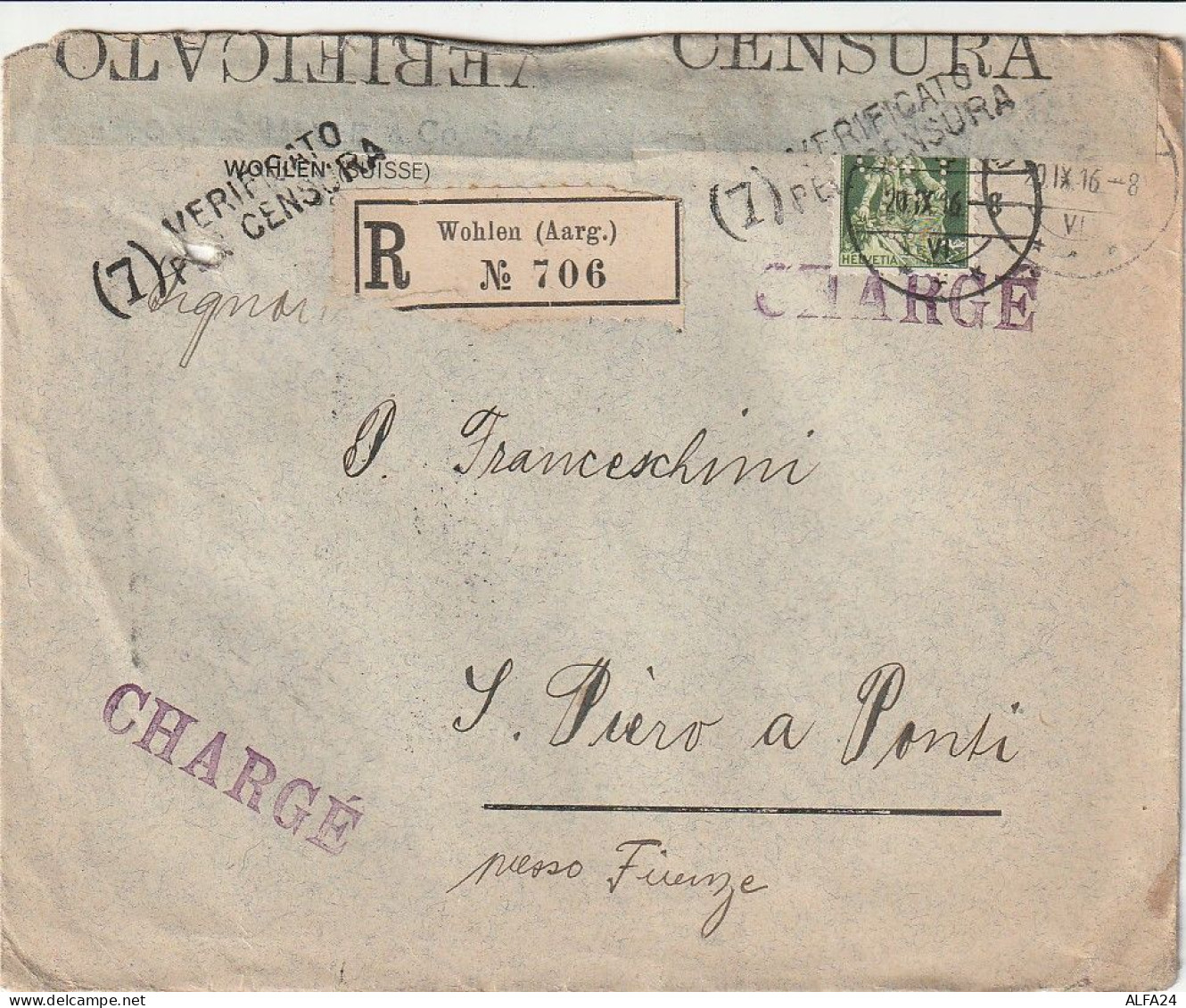 RACCOMANDATA SVIZZERA 1916 PERFIN  (XT3348 - Brieven En Documenten