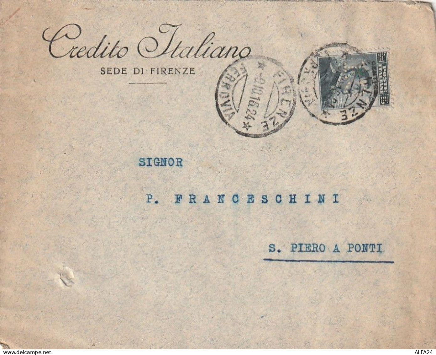 LETTERA 1916 C.20 SS 15 CREDITO ITALIANO PERFIN (XT3334 - Marcofilía