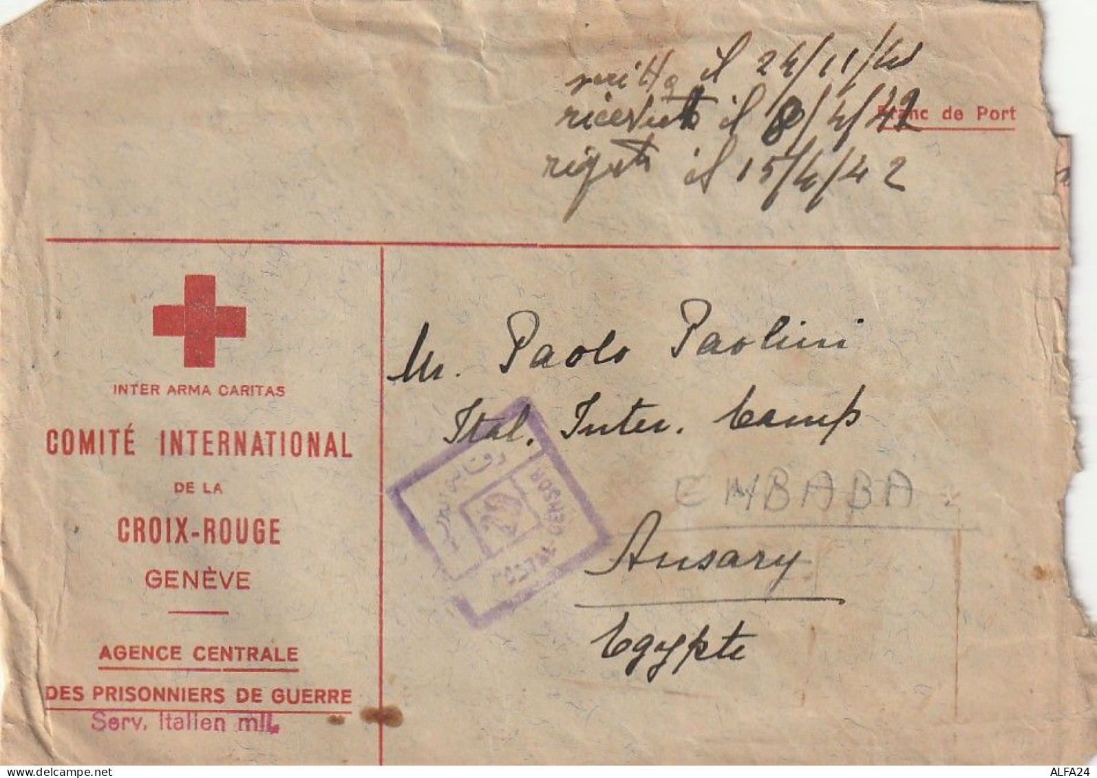 LETTERA CROCE ROSSA SVIZZERA PRIGIONIERO GUERRA 1942 Con Contenuto (XT3329 - Lettres & Documents