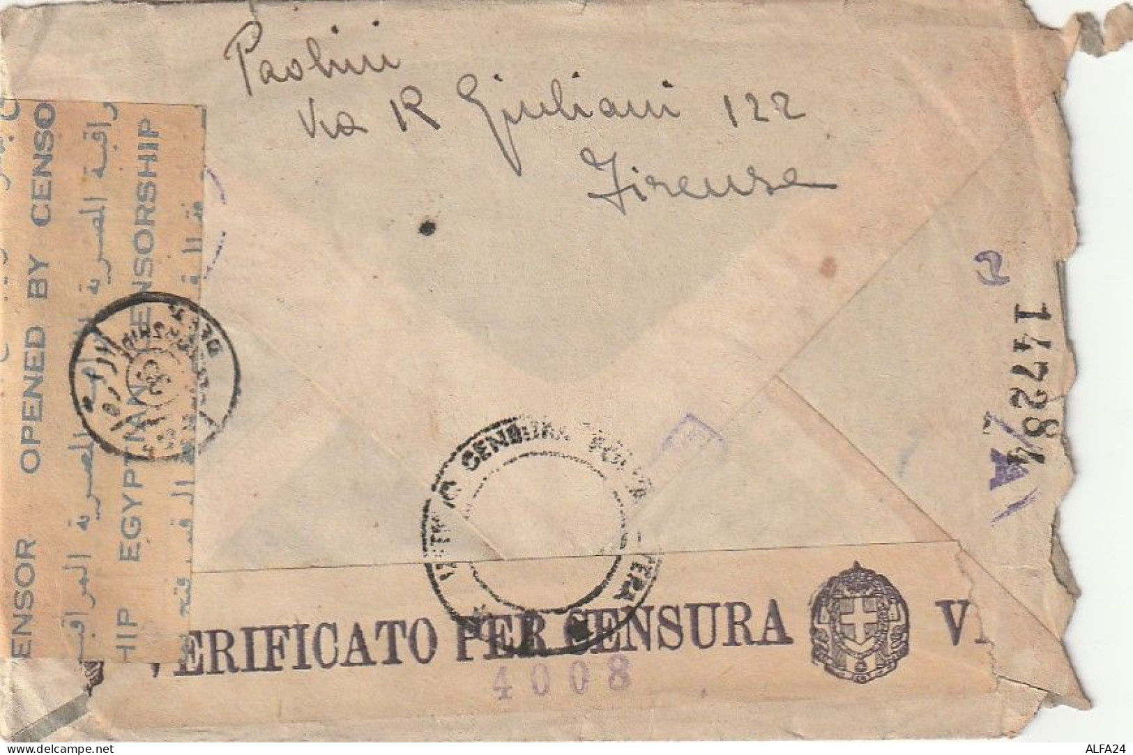 LETTERA 1943 EGITTO PRIGIONIERI GUERRA ITALIA Con Contenuto (XT3328 - Lettres & Documents