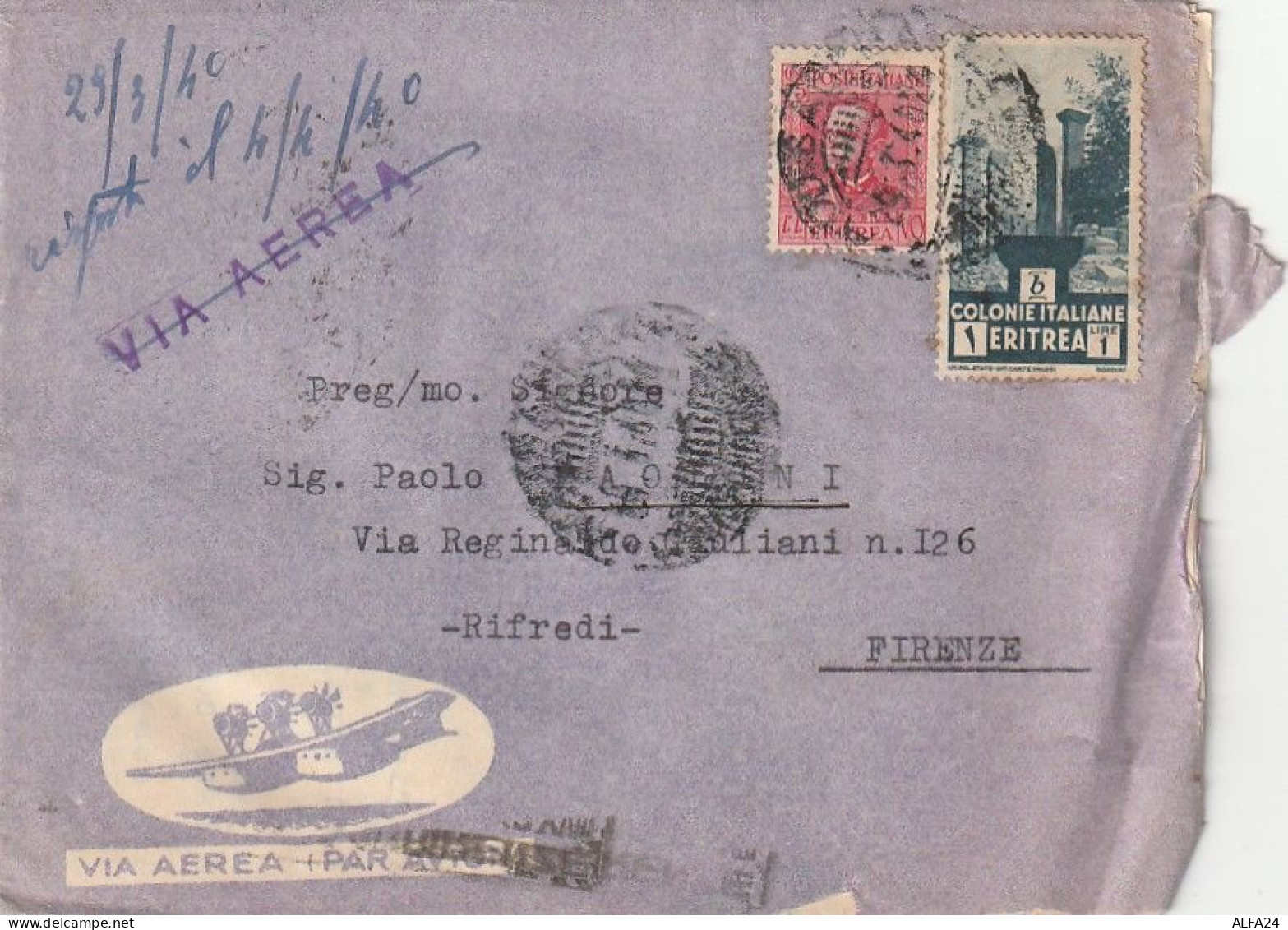 LETTERA 1940 L.1 +C. 75 Con Contenuto  ERITREA (XT3325 - Erythrée