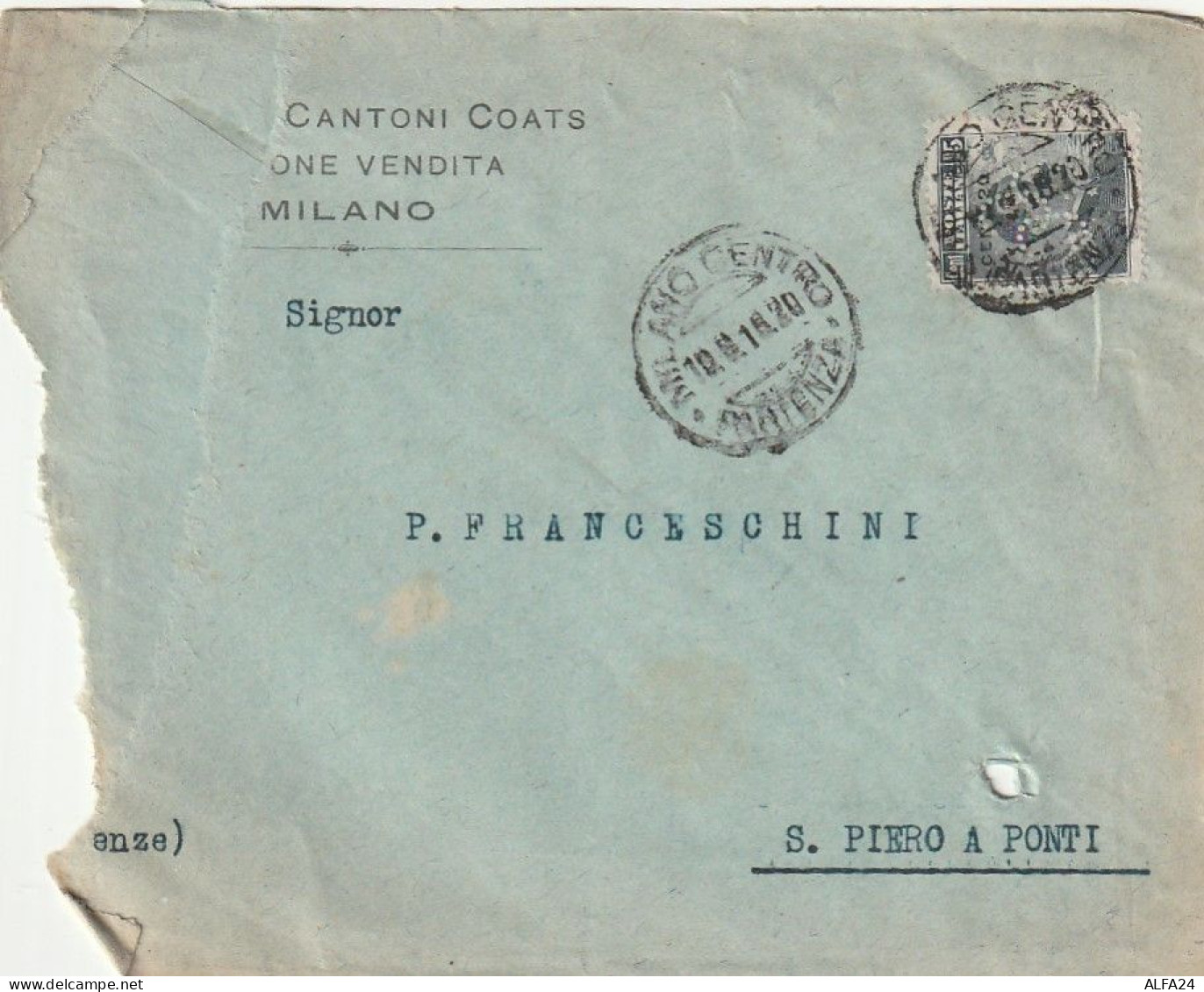 LETTERA 1916 C.20 SS 15 PERFIN (XT3317 - Marcofilie