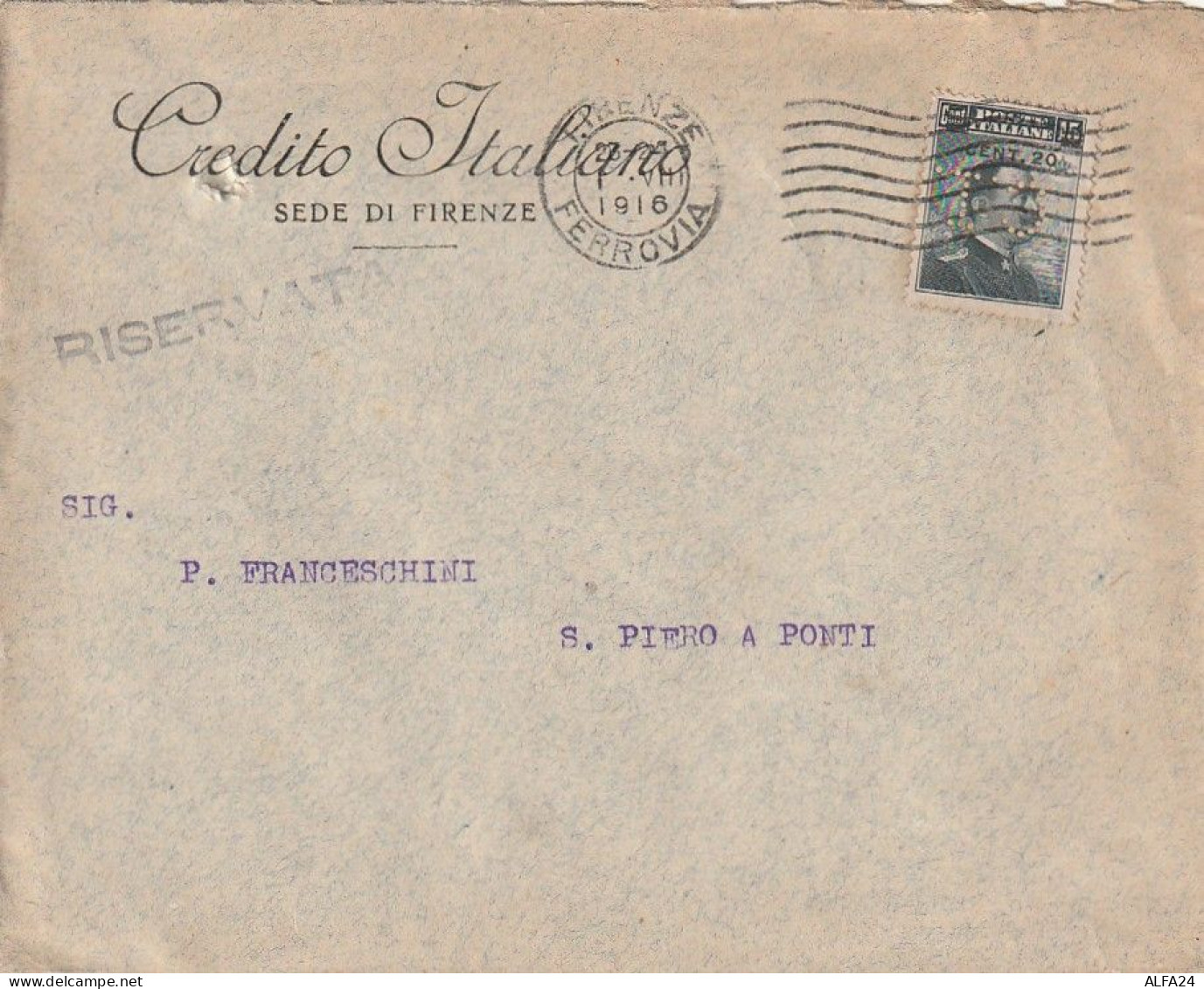 LETTERA 1916 C.20 SS 15 CREDITO ITALIANO PERFIN (XT3305 - Marcofilía