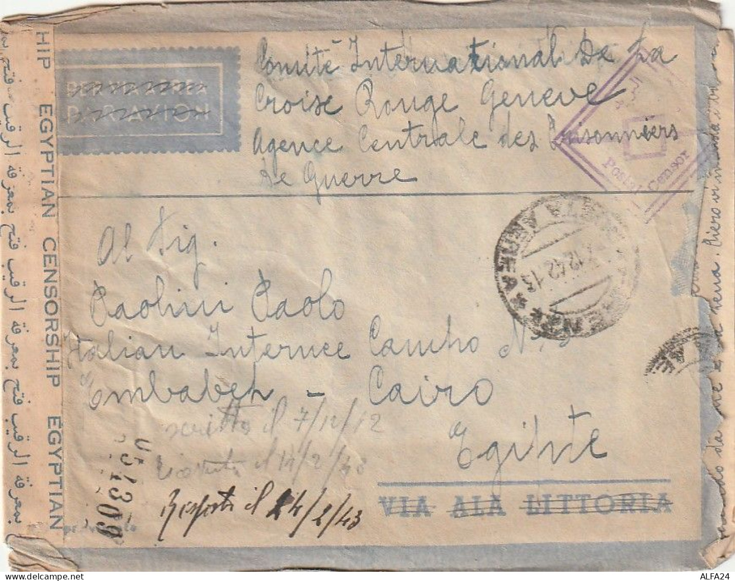 LETTERA 1941 EGITTO PRIGIONIERI GUERRA ITALIA Con Contenuto (XT3271 - Briefe U. Dokumente