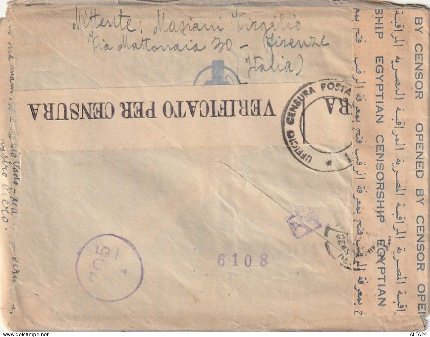 LETTERA 1941 EGITTO PRIGIONIERI GUERRA ITALIA Con Contenuto (XT3271 - Storia Postale
