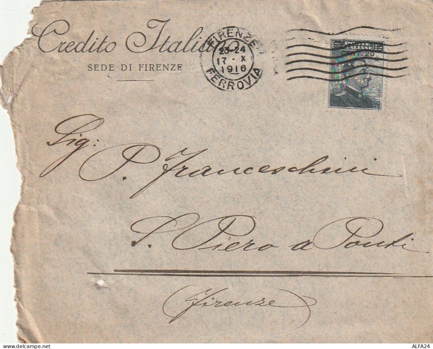 LETTERA 1916 C.20 SS 15 CREDITO ITALIANO PERFIN (XT3262 - Marcofilía