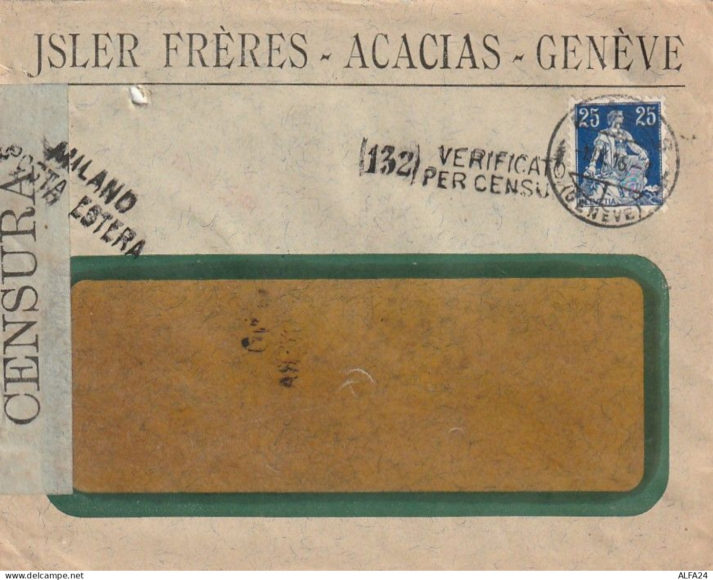 LETTERA 1916 25 SVIZZERA PERFIN (XT3255 - Cartas & Documentos