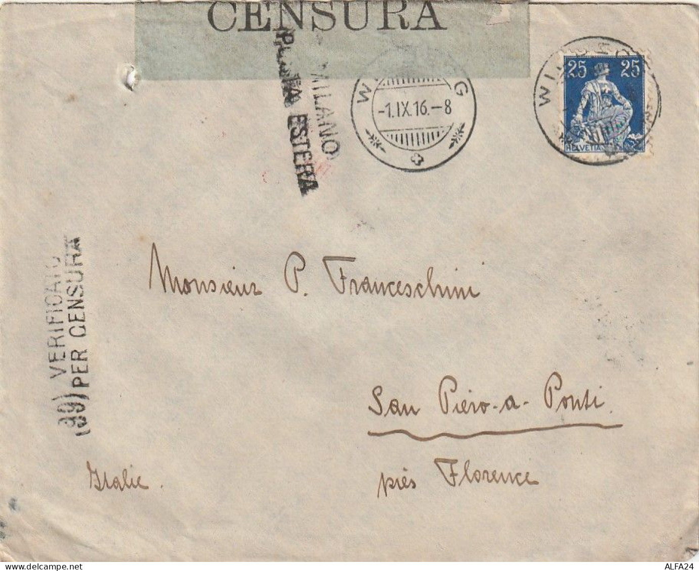 LETTERA 1916 25 SVIZZERA  (XT3256 - Briefe U. Dokumente