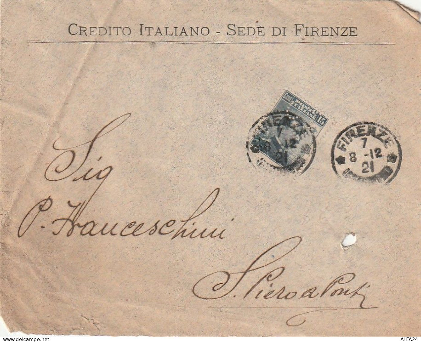LETTERA 1912 C.15 CREDITO ITALIANO PERFIN (XT3238 - Marcophilia