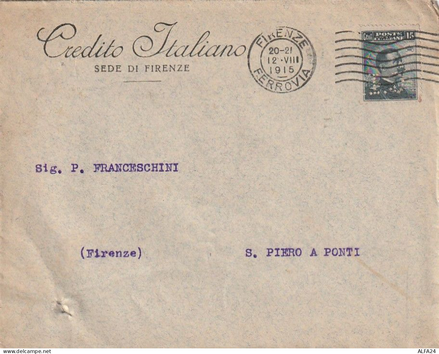 LETTERA 1915 C.15 CREDITO ITALIANO -PERFIN (XT3217 - Marcofilie