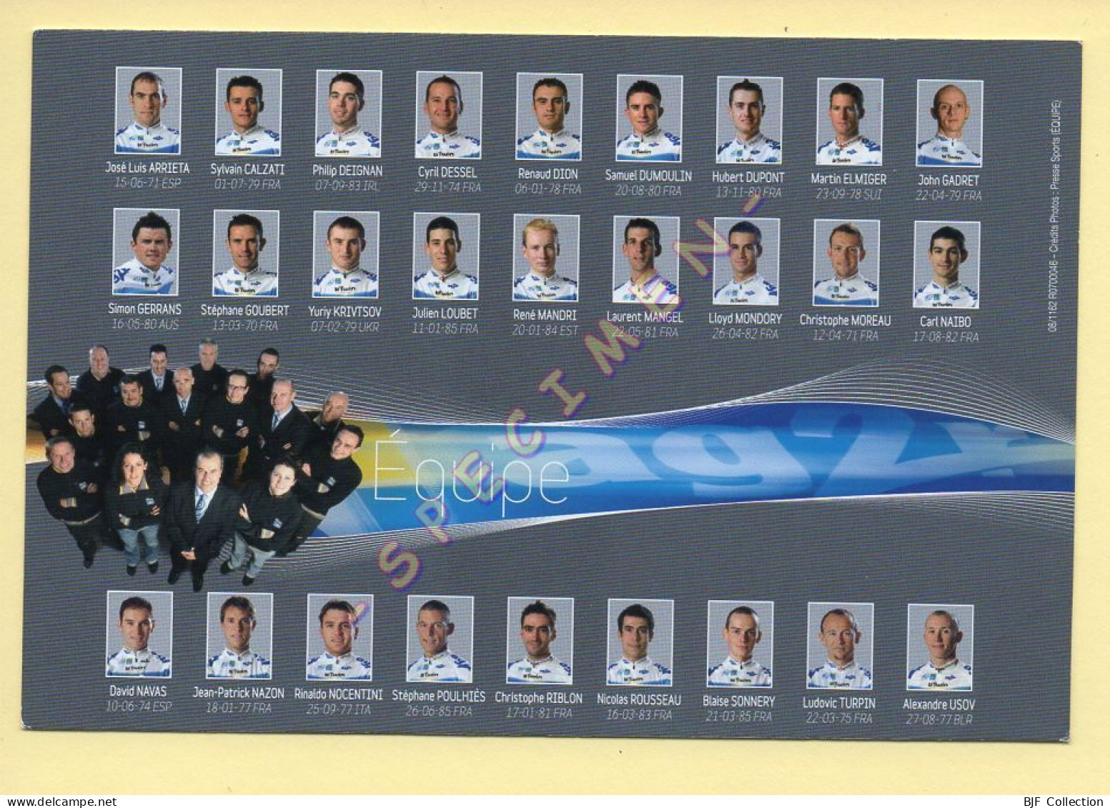 Cyclisme : Equipe AG2R Prévoyance 2007 – Photo De Groupe (voir Scan Recto/verso) - Radsport