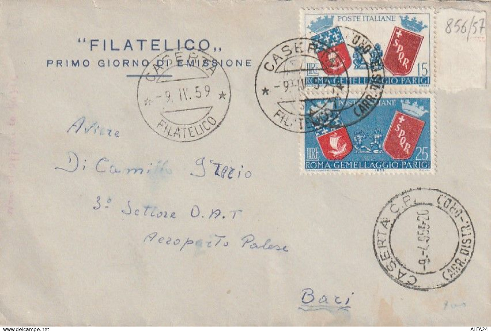 FDC 15+25 GEMELALGGIO ROMA PRIGI 1959 (XT3991 - 1946-60: Marcophilie