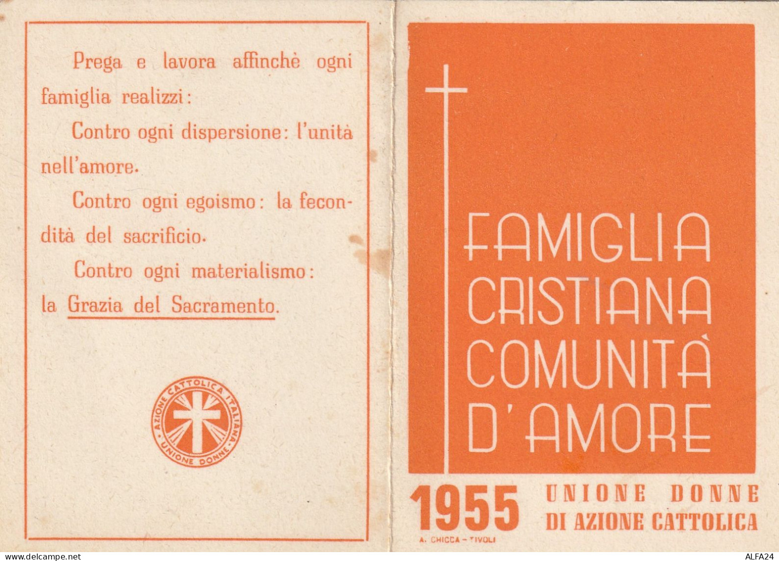 TESSERA 1955 UNIONE DONNE AZIONE CATTOLICA (XT4004 - Mitgliedskarten