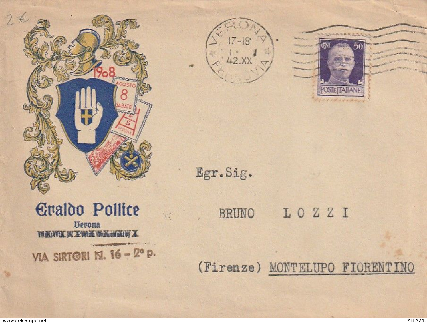 LETTERA 1942 C.50 TIMBRO VERONA (XT3990 - Poststempel