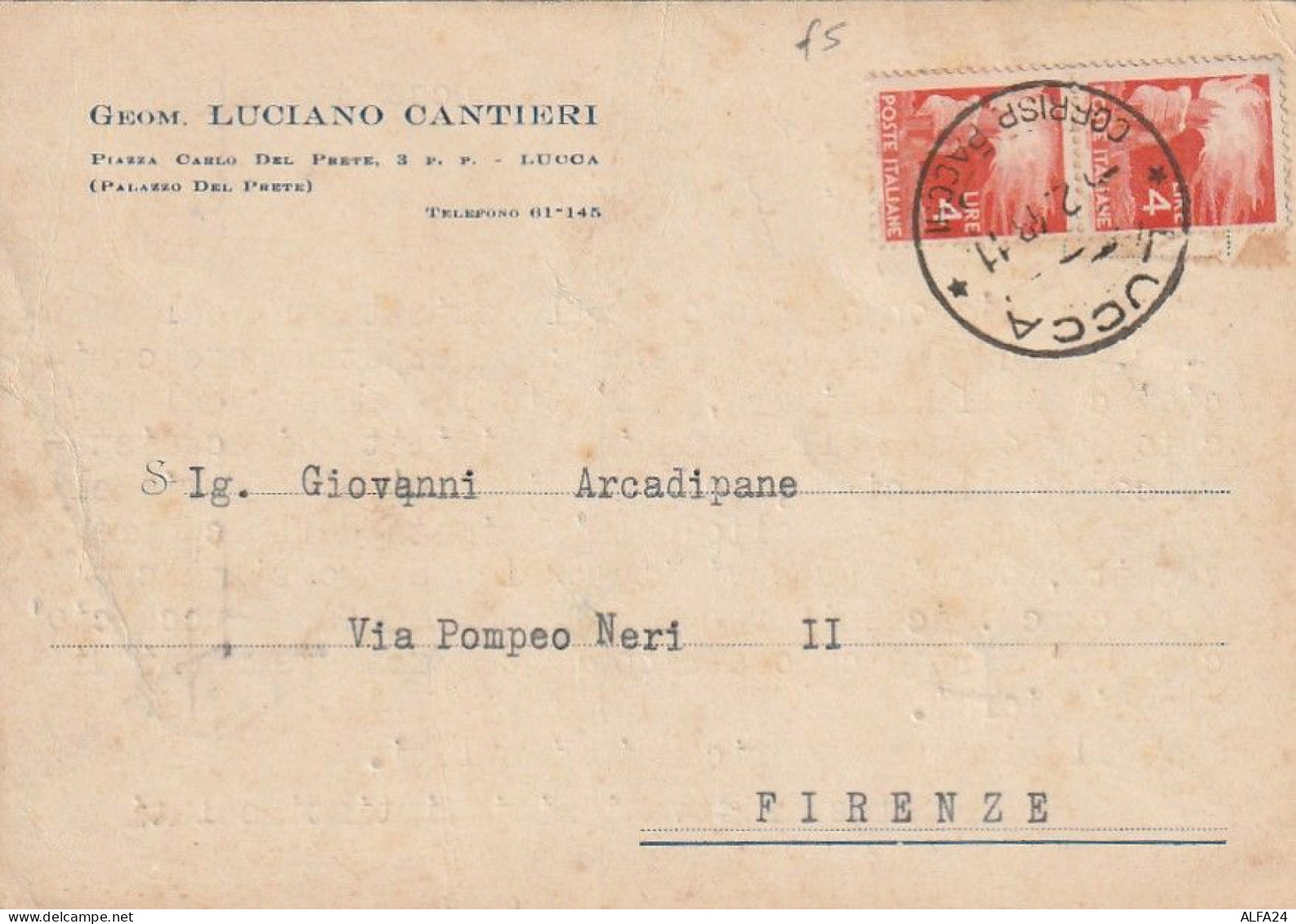 CARTOLINA POSTALE 1948 2X4  TIMBRO LUCCA (XT3985 - 1946-60: Marcophilie