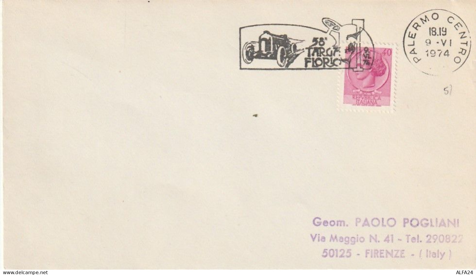 LETTERA 1974 L.40 TARGHETTA TARGA FLORIO (XT3974 - 1971-80: Poststempel