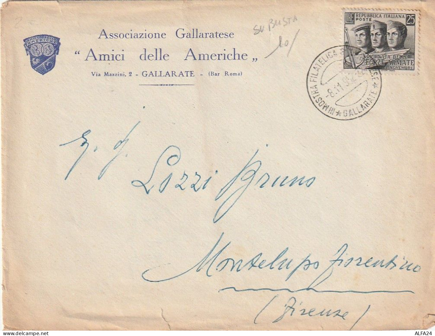 LETTERA 1952 L.25 FFAA TIMBRO MOSTRA FILATELICA (XT3965 - 1946-60: Storia Postale