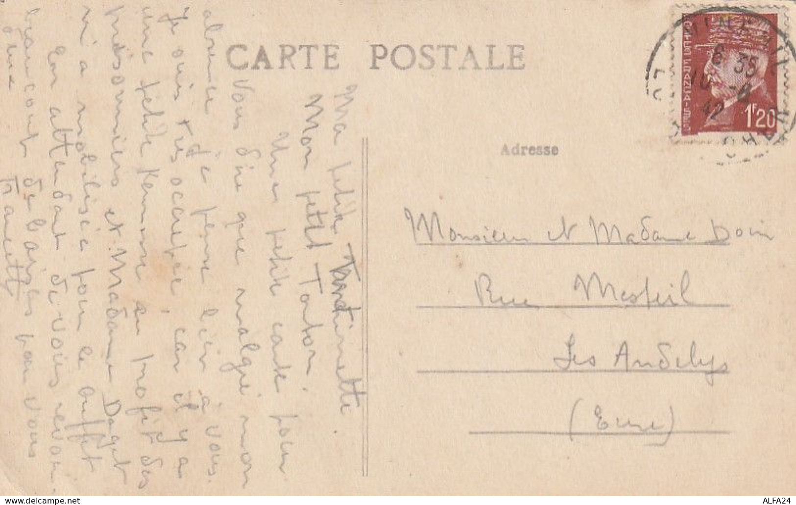 CARTOLINA 1942 FRANCIA 1,20 (XT3864 - Briefe U. Dokumente