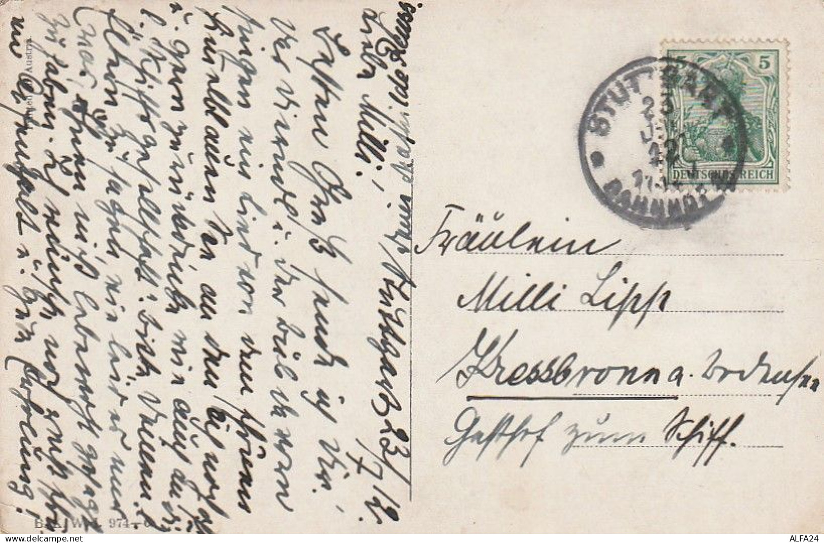 CARTOLINA 1915 5 DEUTSCHE REICH TIMBRO STUTTGART (XT3831 - Cartas & Documentos