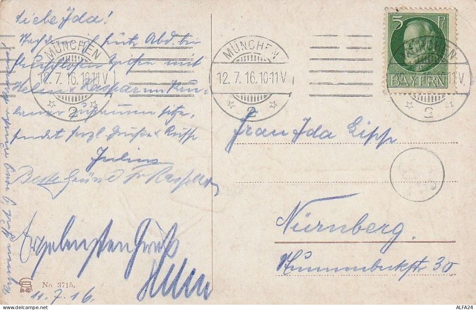 CARTOLINA 1916 BAYERN 5 TIMBRO MUNCHEN - GERMANIA (XT3829 - Brieven En Documenten
