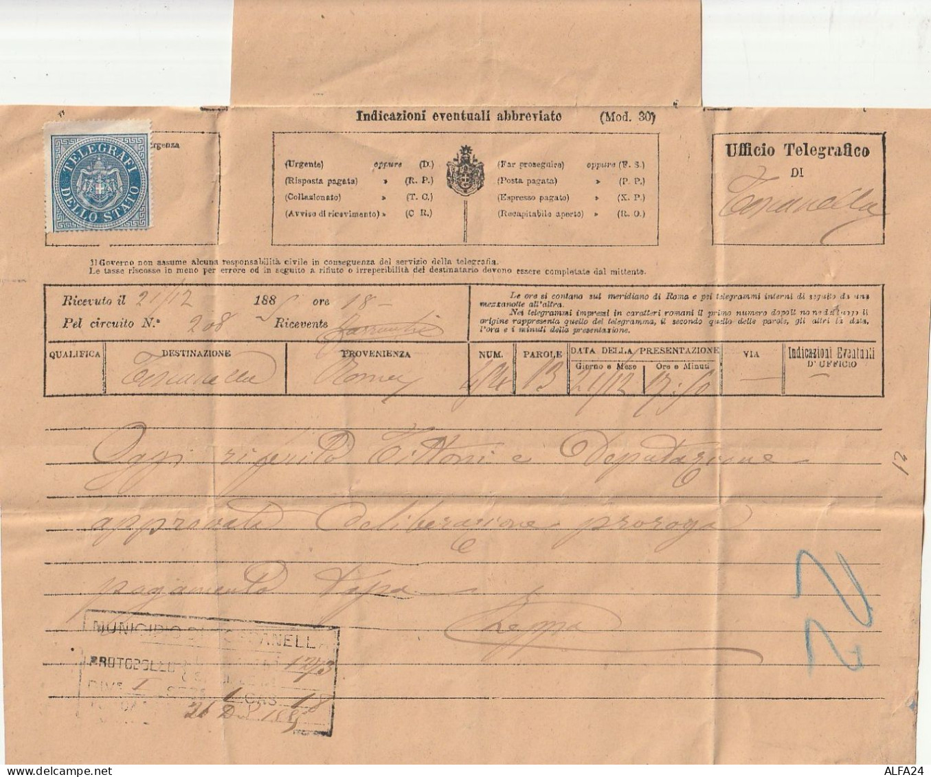 TELEGRAMMA 1889 (XT3781 - Poststempel