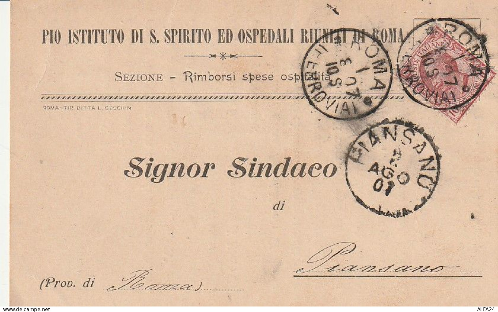 CARTOLINA POSTALE 1901 C.10 TIMBRO PIANSANO ROMA (XT3723 - Marcofilía