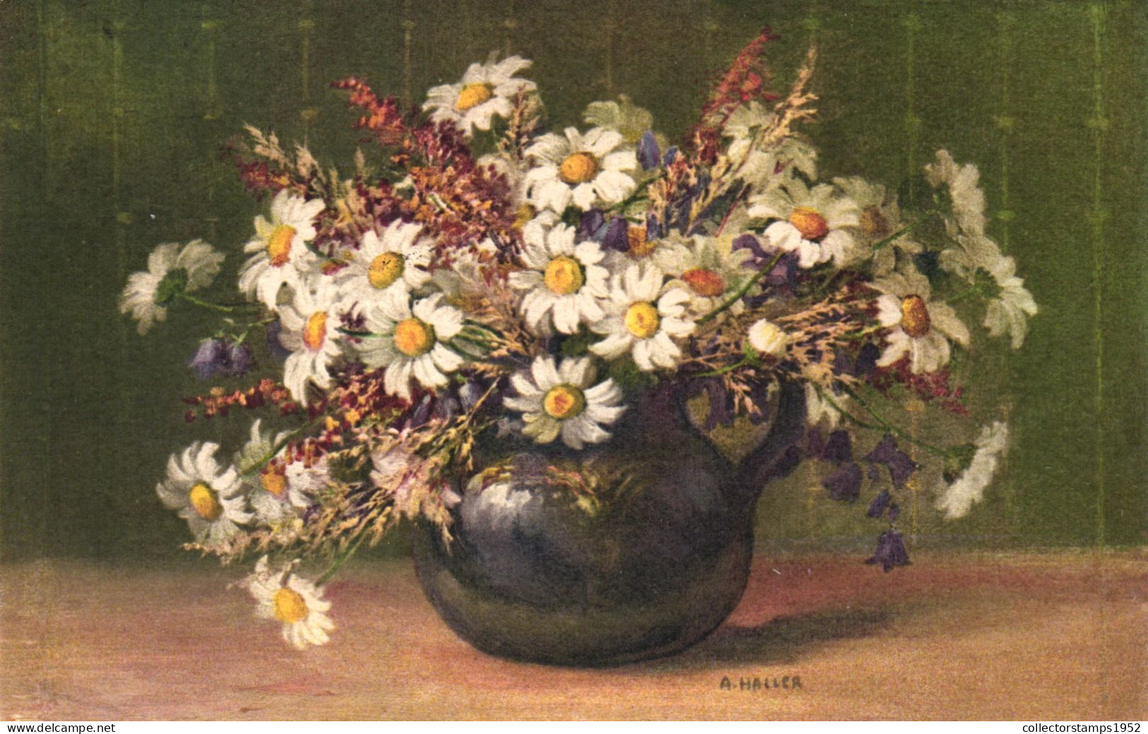 PAINTING, FINE ARTS, A. HALLER, FLOWERS IN VASE, SWITZERLAND, POSTCARD - Haller, A.