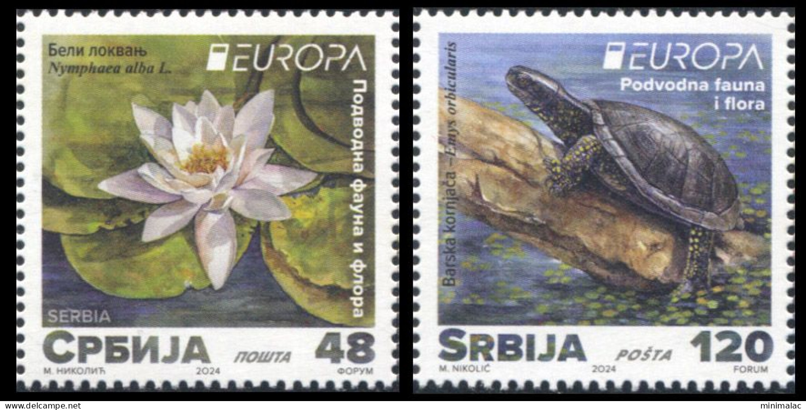 Serbia 2024. EUROPA, Underwater Fauna And Flora, Water Lily, Turtle, MNH - Serbie