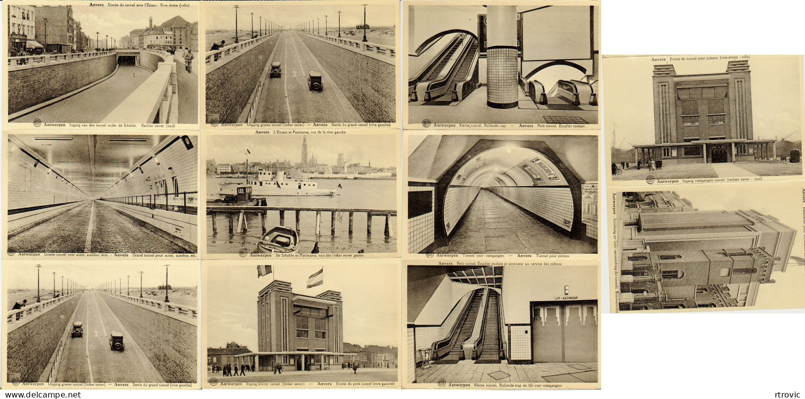 10 Cartes Postales  Les Tunnels Sous L'Escaut - Antwerpen