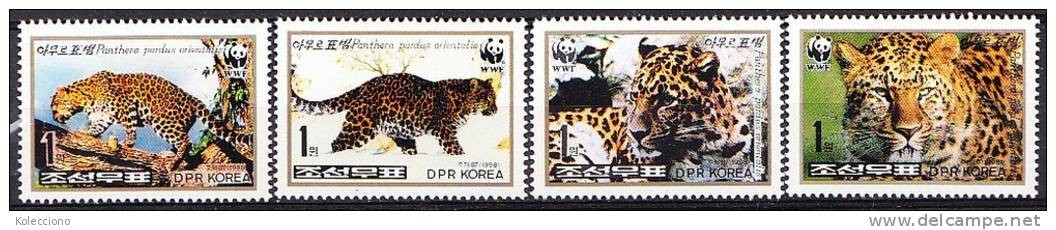 North Korea 1998 Yvert 2801/04, WWF, Fauna Protection, Panther, MNH - Corea Del Nord
