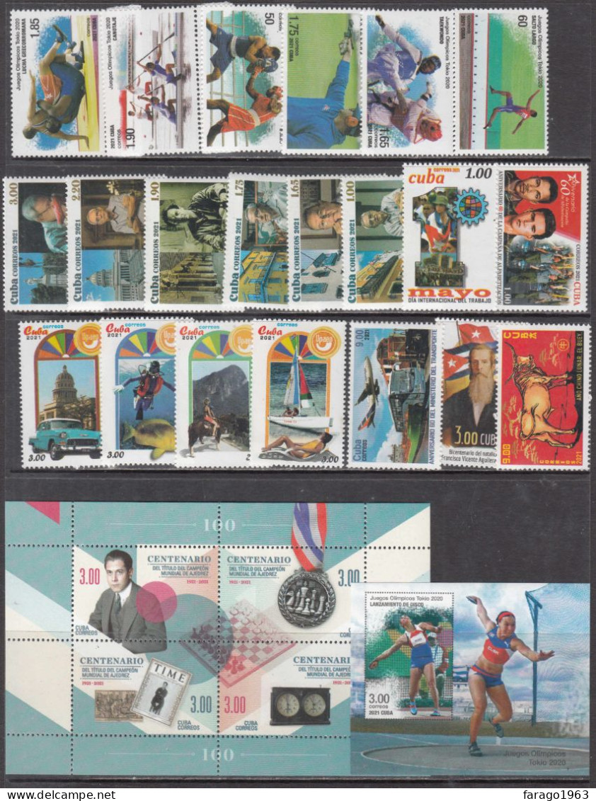 2021 Cuba Collection Of 21 Stamps And 2 Sheets MNH - Nuevos