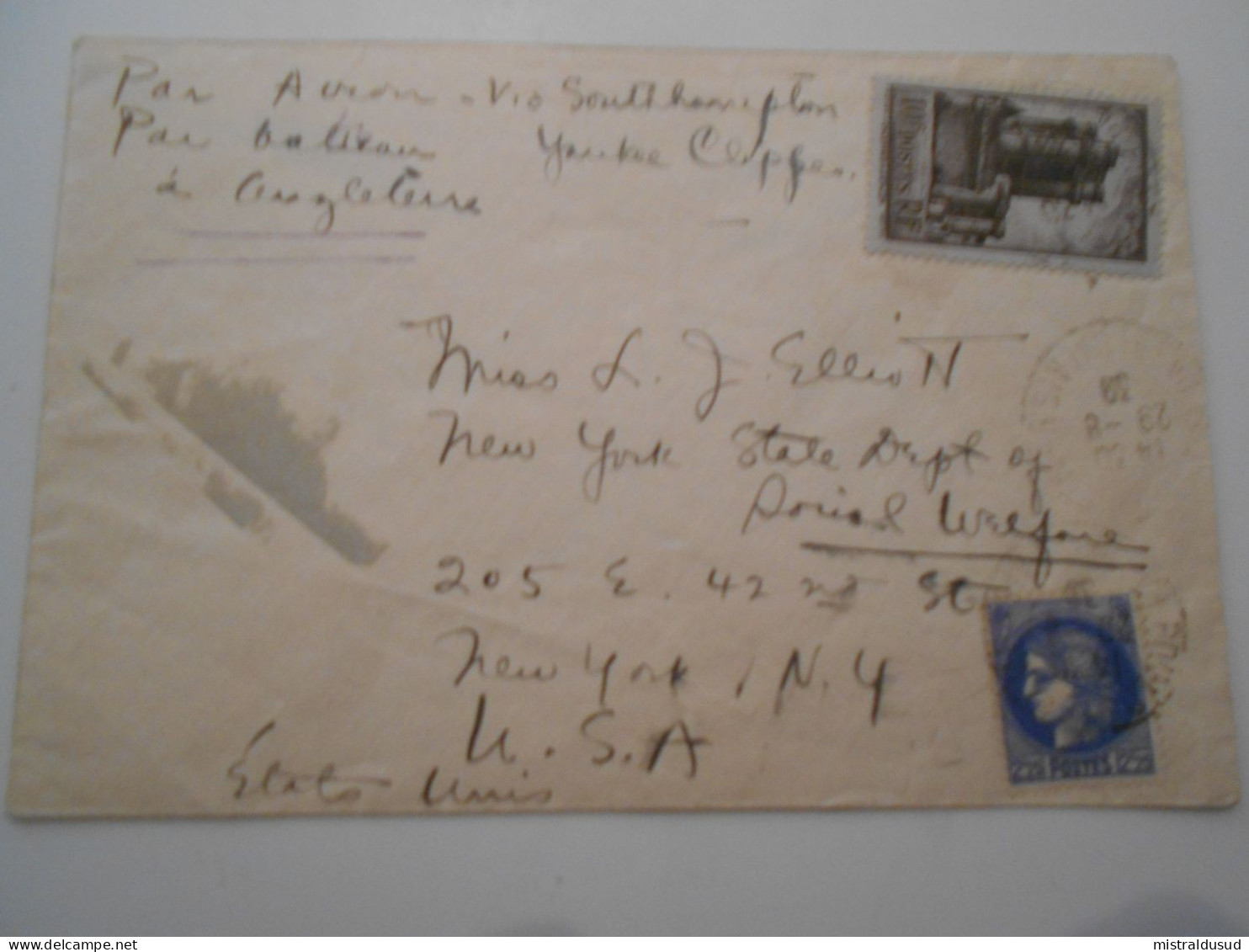 France Poste Aerienne , Lettre De çalais 1939 Pour New York - 1927-1959 Cartas & Documentos