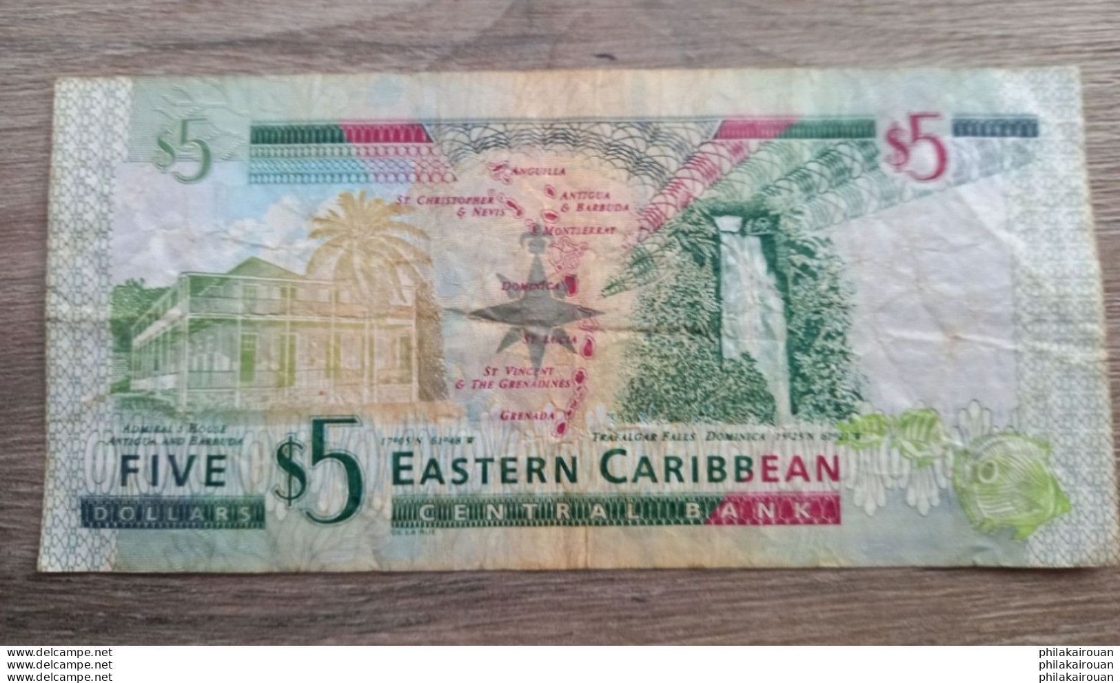 Etats Des Caraibes Orientales, 5 Dollars, Undated Non Daté Utilisé - Guatemala