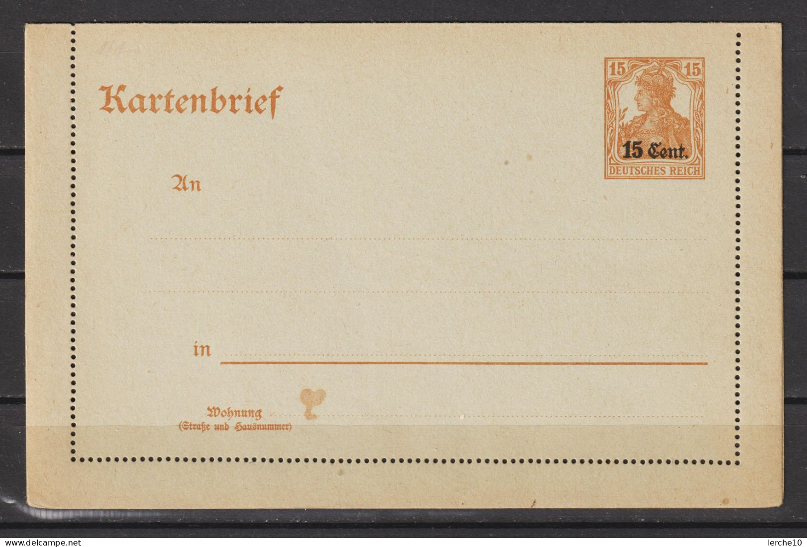 Kartenbrief Germania, Aufdruck  "15 Cent" **  (0709) - Neufs