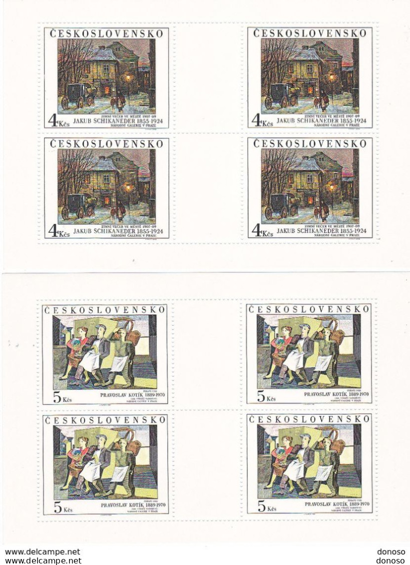 TCHECOSLOVAQUIE 1989 PEINTURES 3 FEUILLES Yvert 2826-2828, Michel 3025-3027 KB NEUF** MNH Cote 25 Euros - Ongebruikt