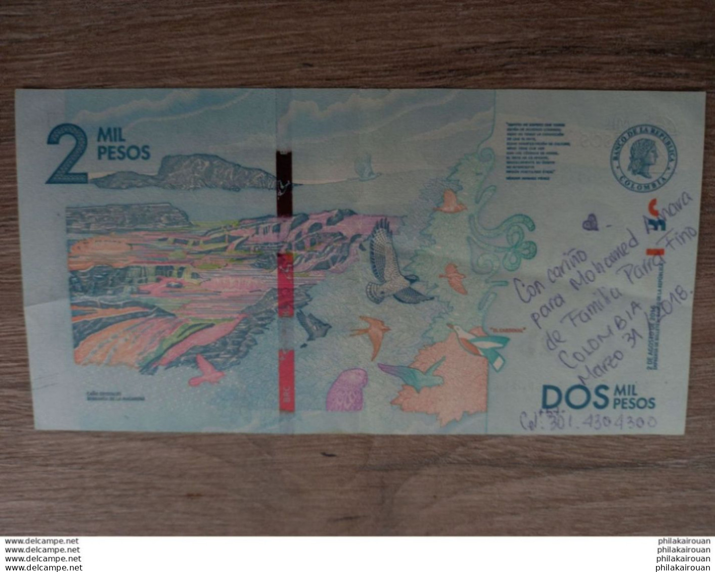 COLOMBIA P458b 2000 Pesos 2.8.2016 .avec Ses Inscriptions Au Stylo - Kolumbien