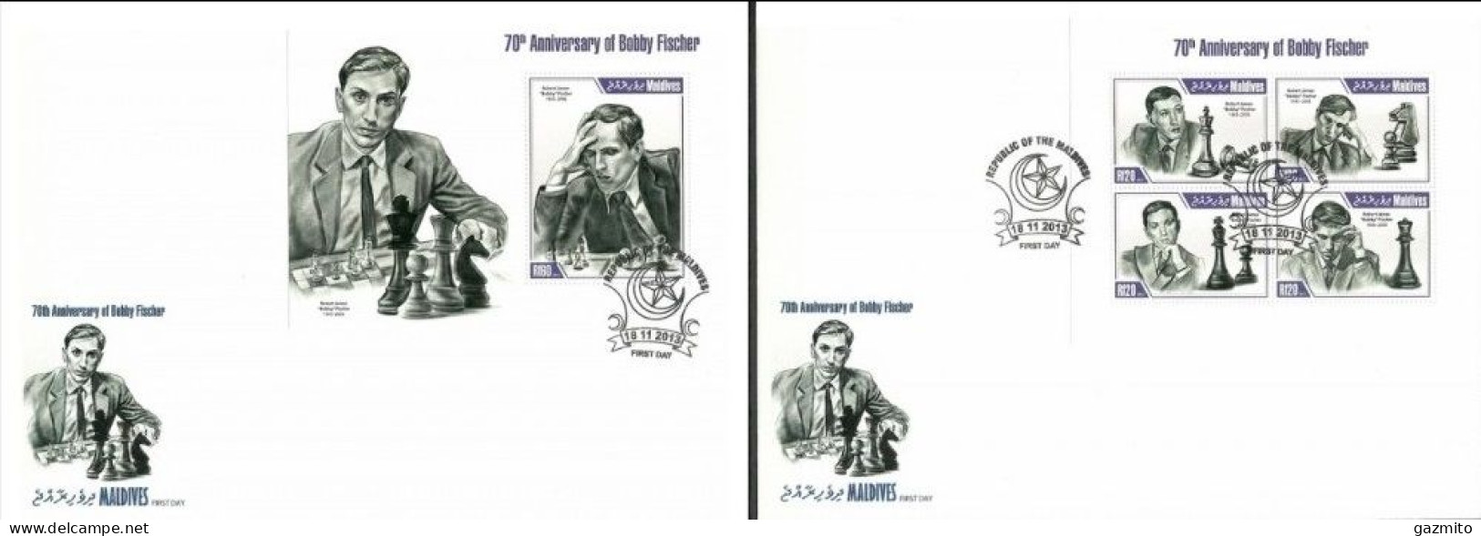 Maldives 2013, Chess, 4val In BF +BF In 2FDC - Malediven (1965-...)