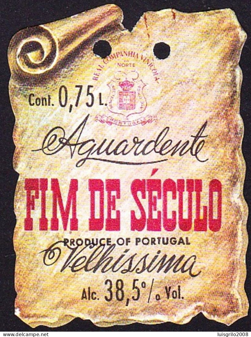Brandy Label, Portugal - Aguardente FIM DE SÉCULO. Real Vinícola, Vila Nova De Gaia - Alcoholes Y Licores