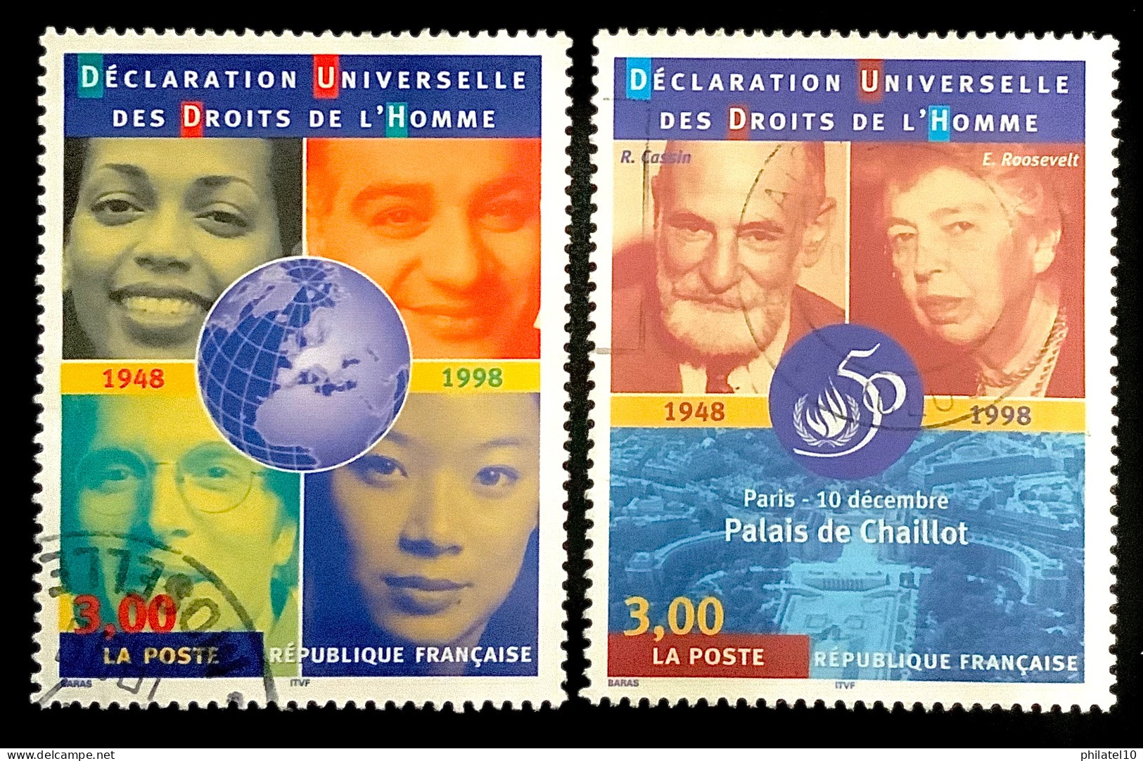 1998 FRANCE N 3208 / 3209 CINQUANTENAIRE DE LA DÉCLARATION UNIVERSELLE DES DROITS DE L’HOMME - OBLITERE - Used Stamps