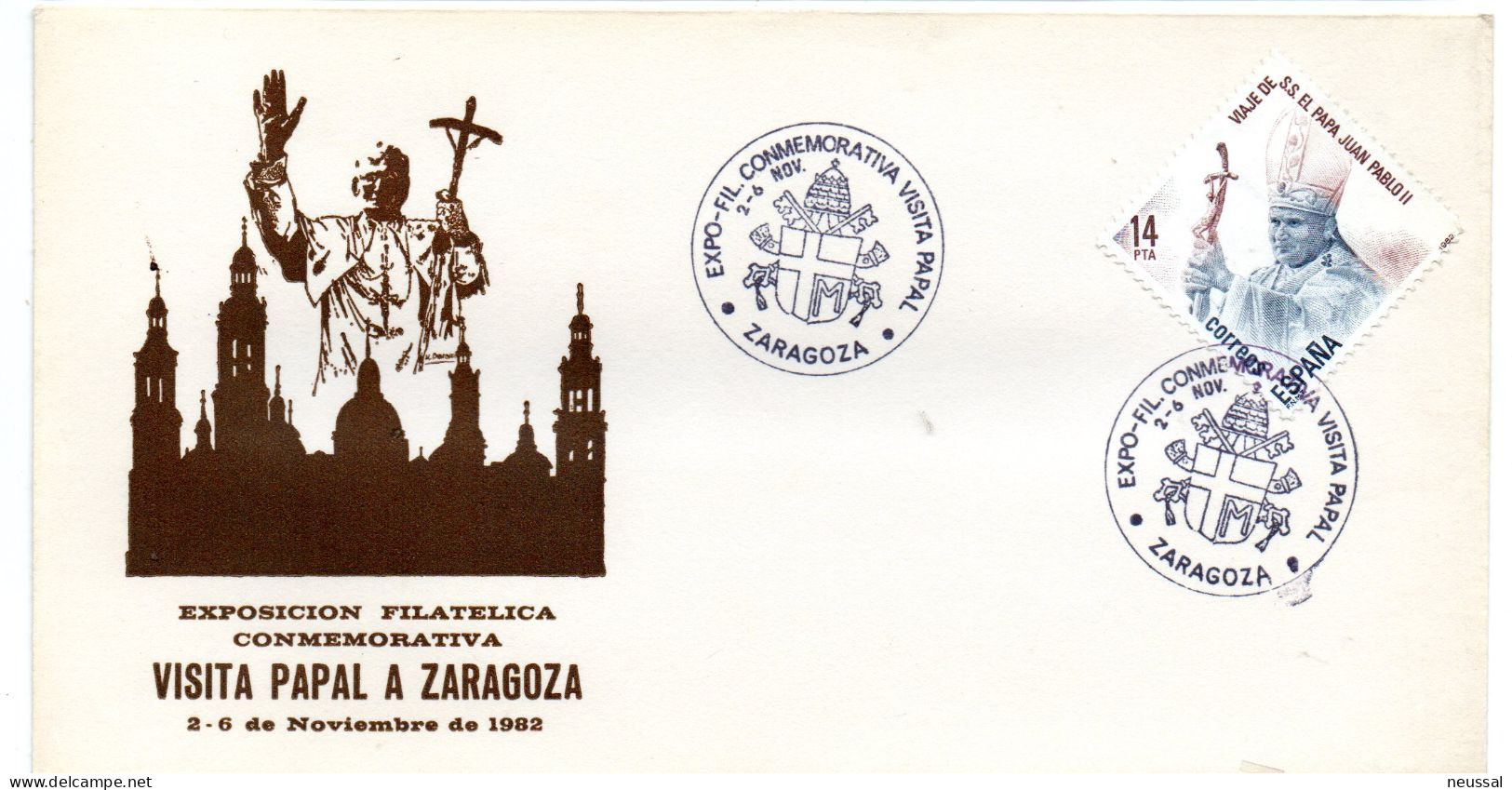 Carta Con Matasellos Commemorativo De Visita Papal De 1982 - Storia Postale
