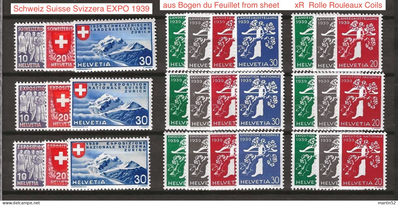 Schweiz Suisse 1939: Landi Zürich EXPO Nationale Zu 219-238yR+339 Mi 335-354y+355 Yv 320-336 (Zu CHF 154.00) - Unused Stamps