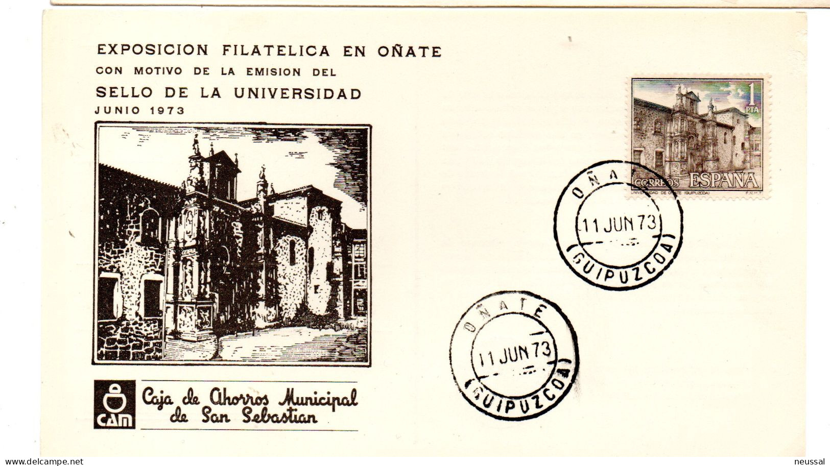 Tarjeta  Con Matasellos Commemorativo De Oñate De 1973 - Briefe U. Dokumente