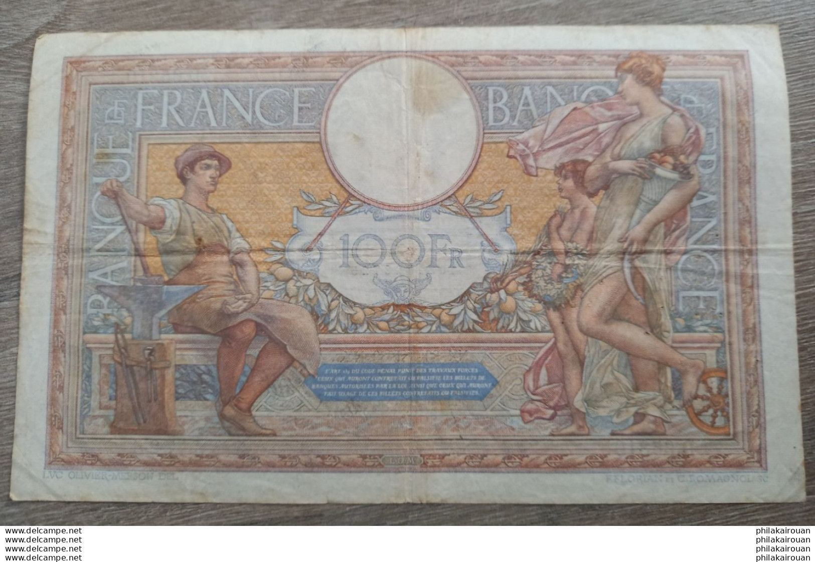 France, 100 Francs, Luc Olivier Merson, 1939-03-30. - 100 F 1908-1939 ''Luc Olivier Merson''