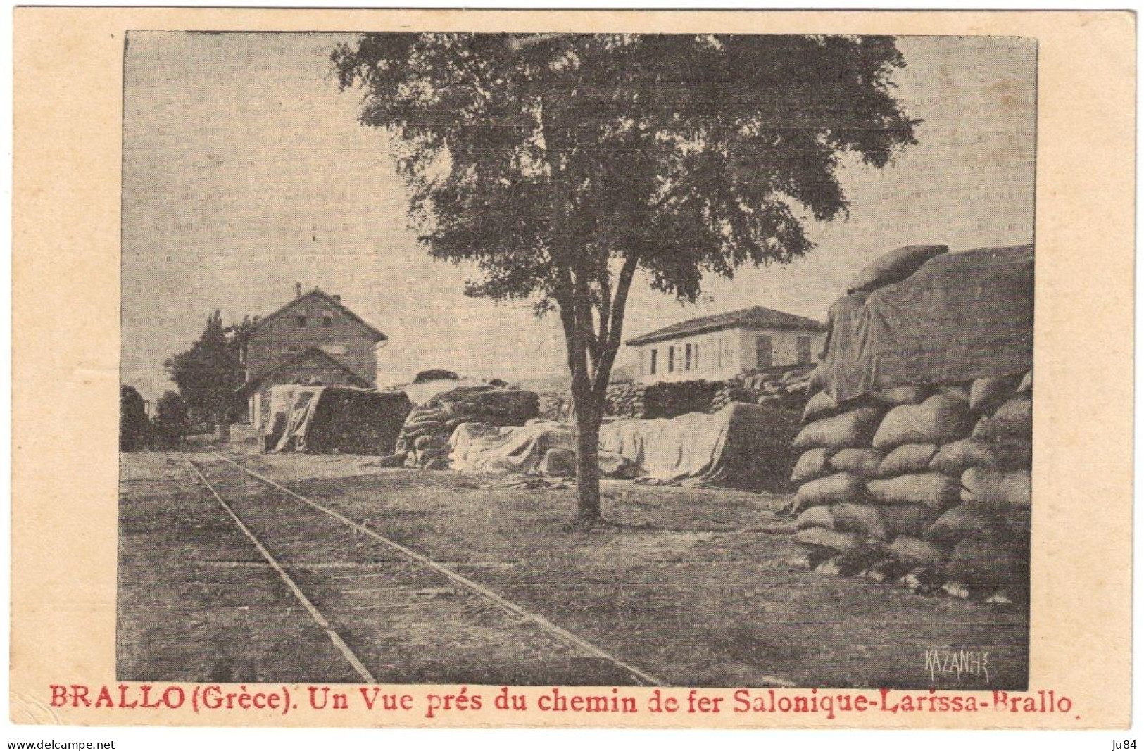 Grèce - Salonique - Brallo - Un Vue Près Du Chemin De Fer Salonique-Larissa-Brallo - Carte Postale Pour La France - 1918 - Brieven En Documenten